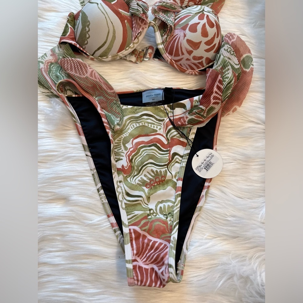 NWT Andrea Iyamah Salama Ruffled Off-The-Shoulder Bikini SET Top S, bottom M - Picture 4 of 14